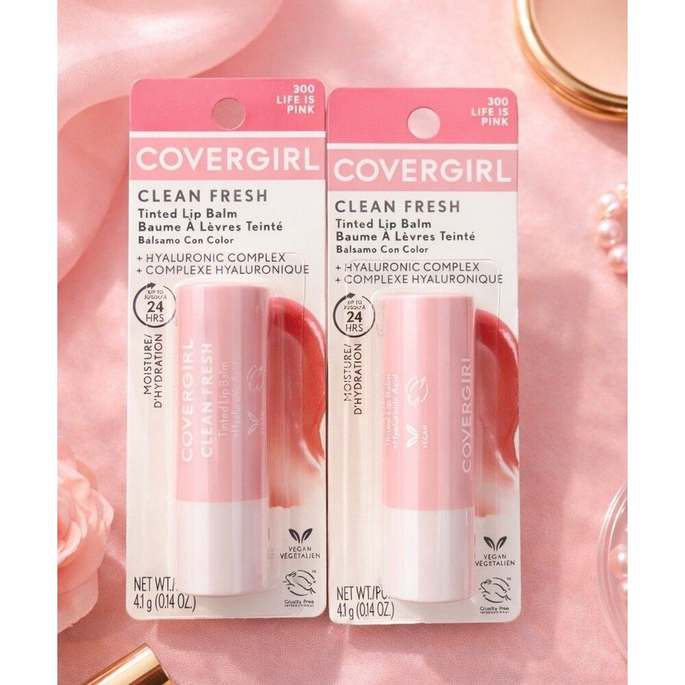 2 CoverGirl Clean Fresh Lip Balm in Life Is Pink 300 .014 OZ